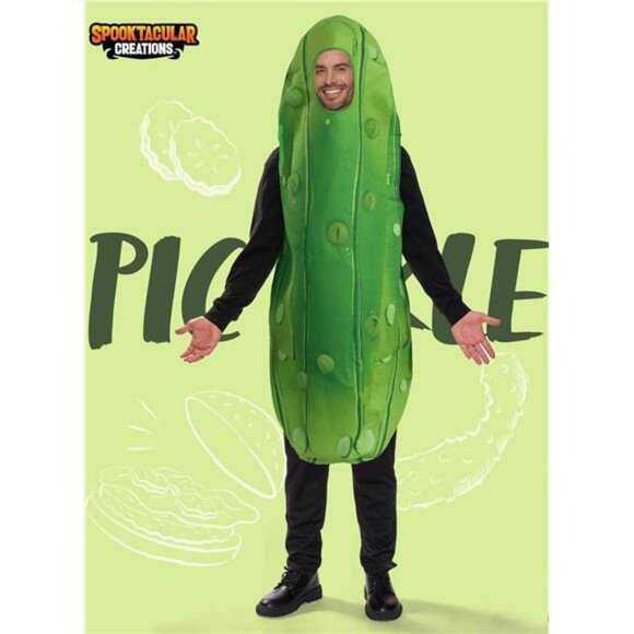 Spooktacular Creations Pickle Costume Adult Jumpsuit, Halloween Costume Dress - Picture 2 of 7